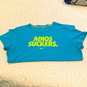 Short sleeve, blue and green NIKE running shirt